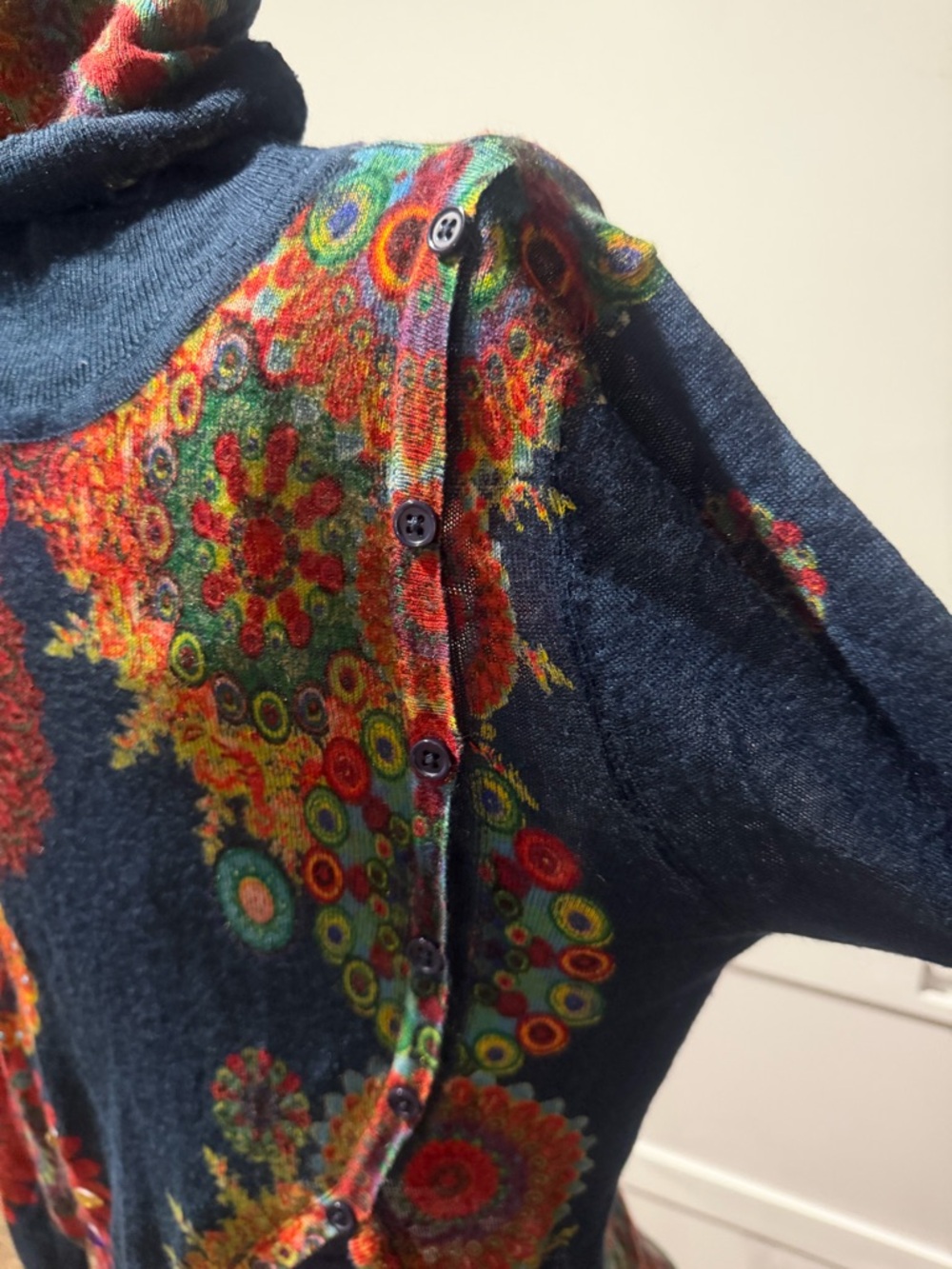 Desigual Navy Multicolor Floral Turtleneck Tunic - Picture 6 of 9